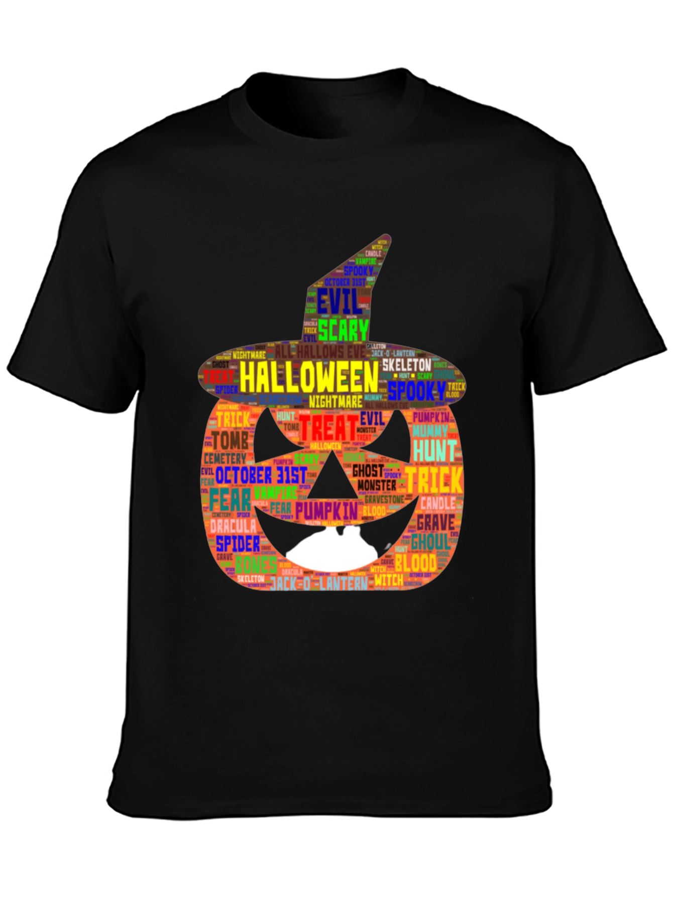 Halloween Pumpkin Word Art Graphic Tee