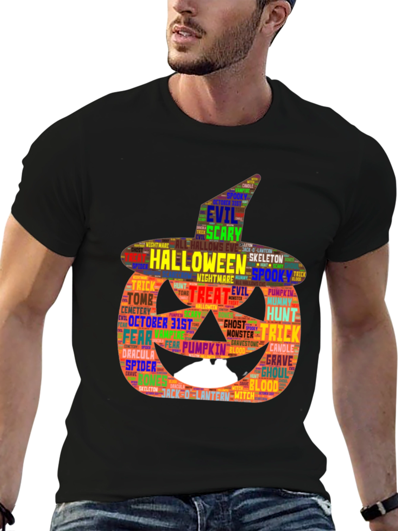 Halloween Pumpkin Word Art Graphic Tee