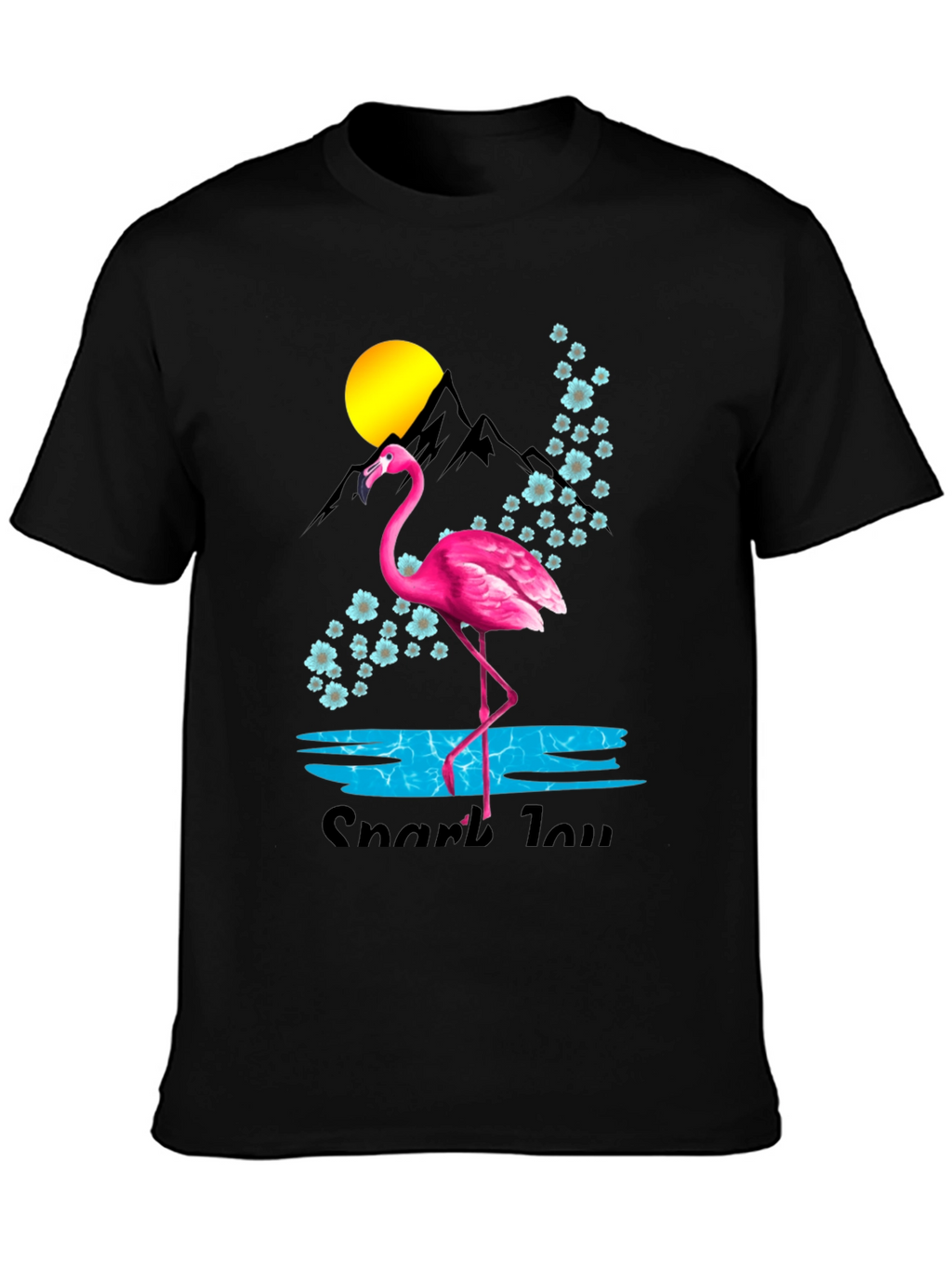 Flamingo Graphic Tee - Black Cotton Blend