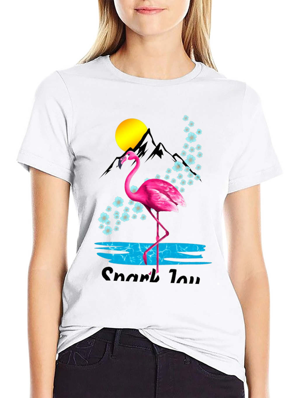 Flamingo Graphic Tee - Black Cotton Blend