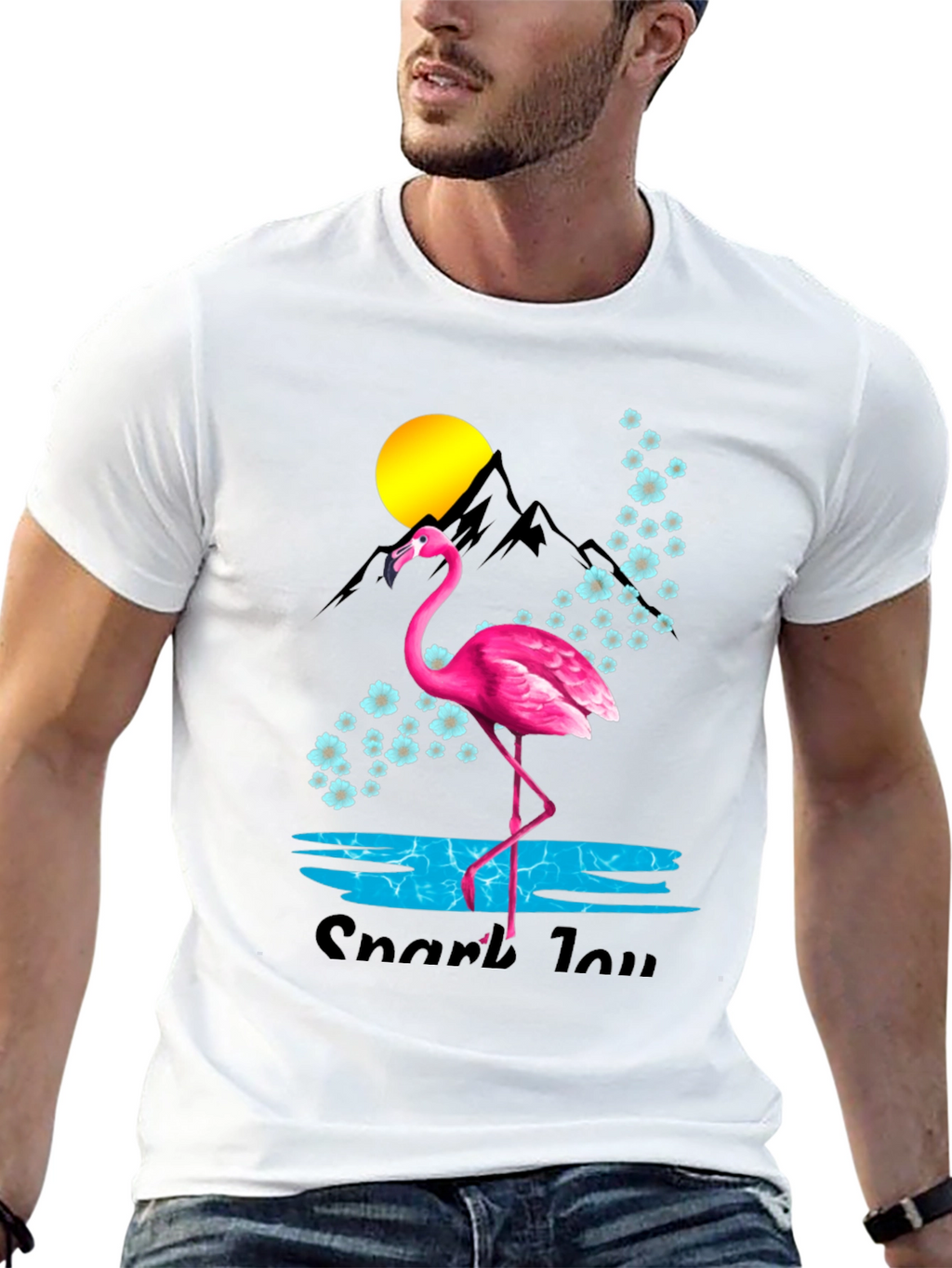 Flamingo Graphic Tee - Black Cotton Blend