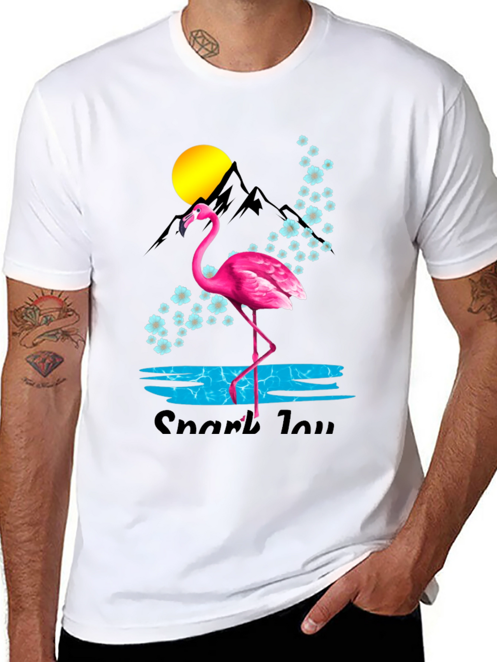 Flamingo Graphic Tee - Black Cotton Blend