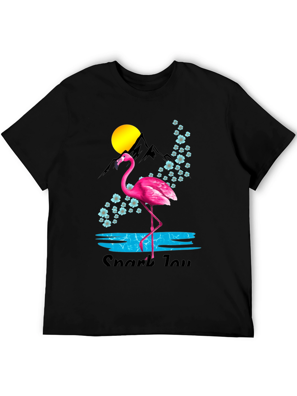 Flamingo Graphic Tee - Black Cotton Blend