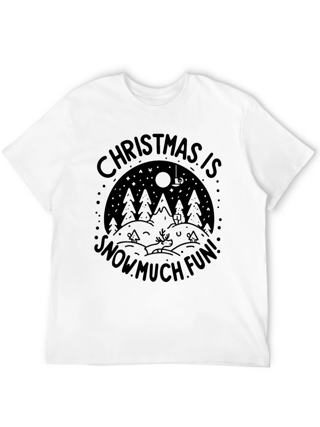 Christmas Snow Fun Black T-Shirt