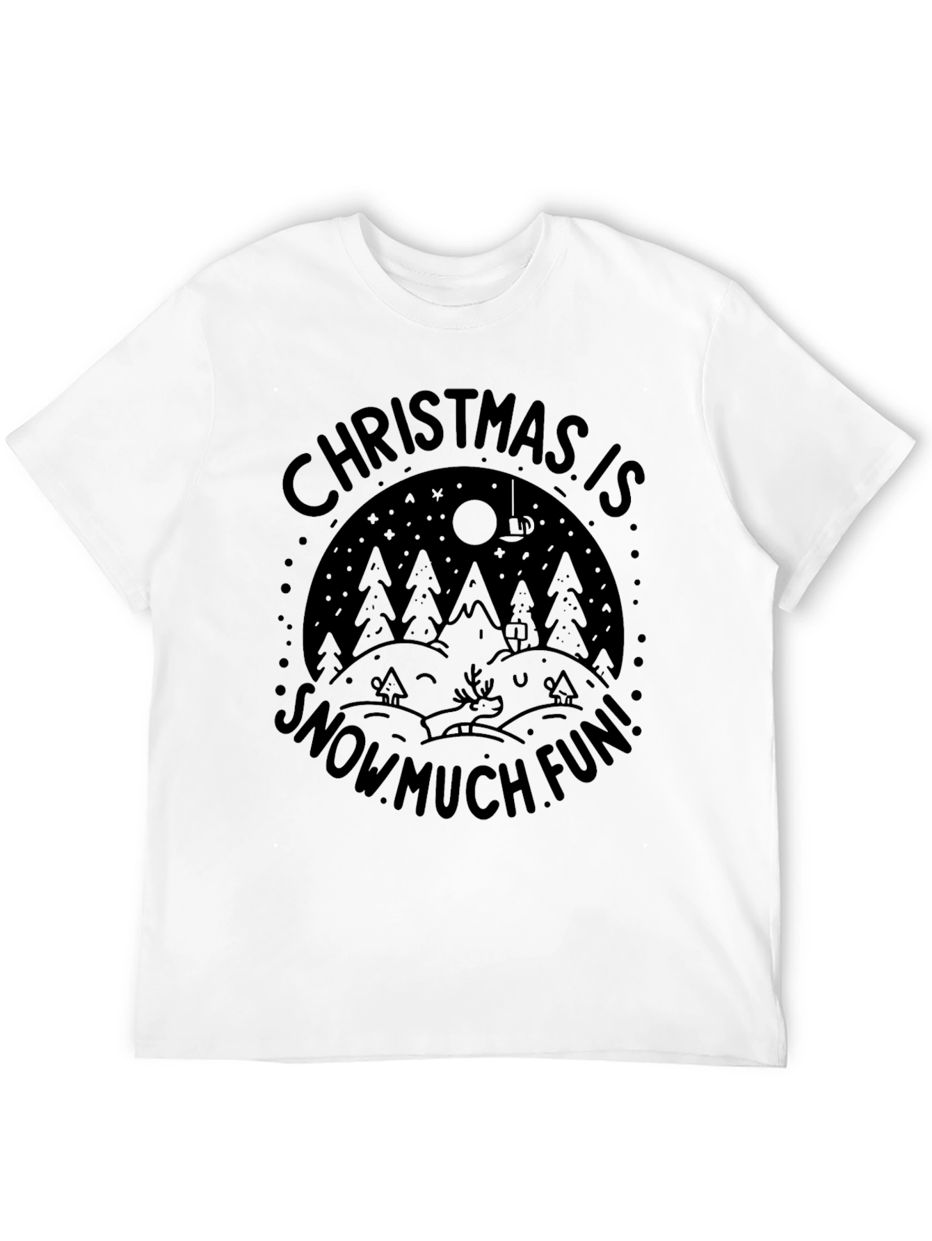 Christmas Snow Fun Black T-Shirt