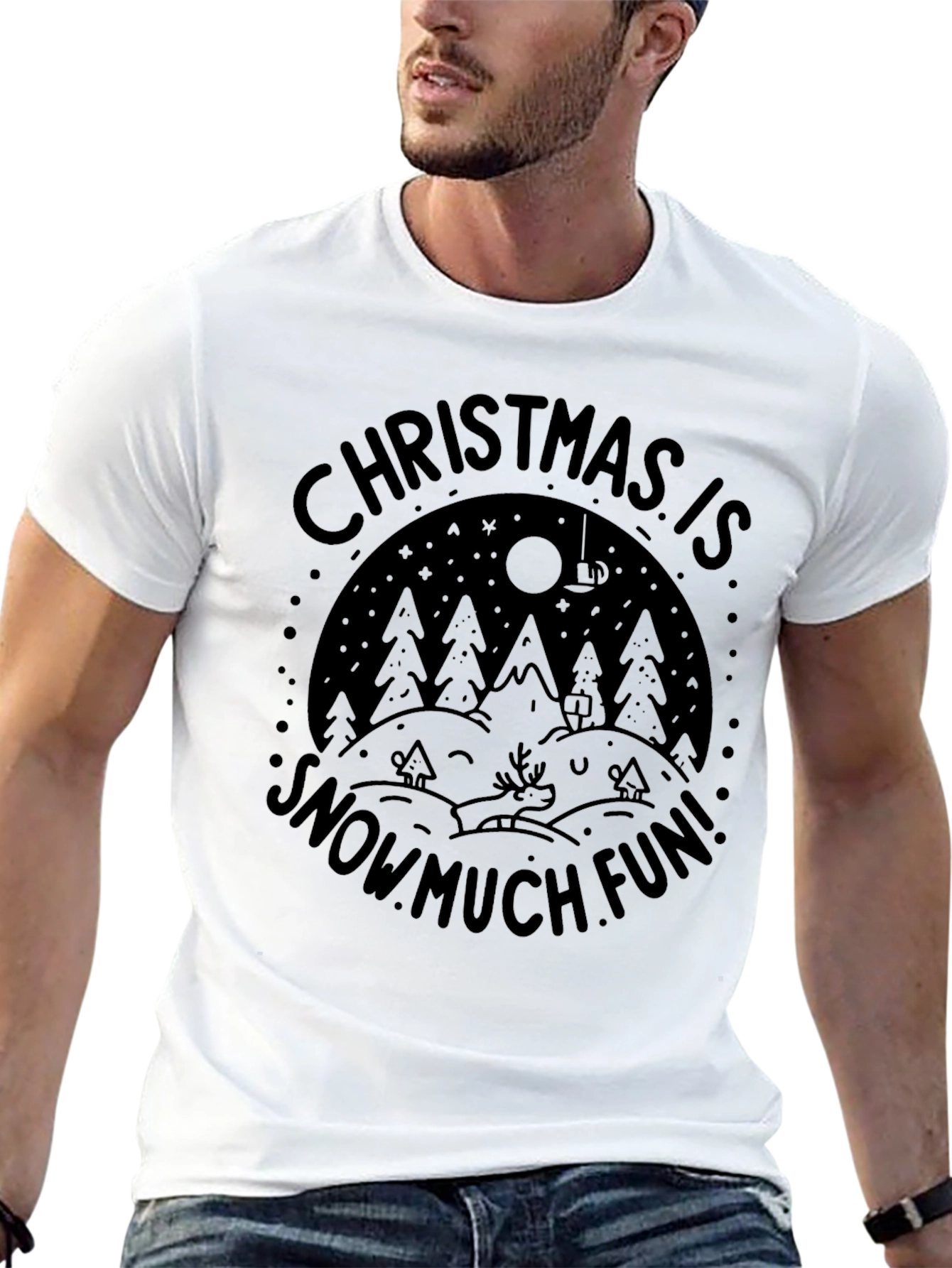 Christmas Snow Fun Black T-Shirt