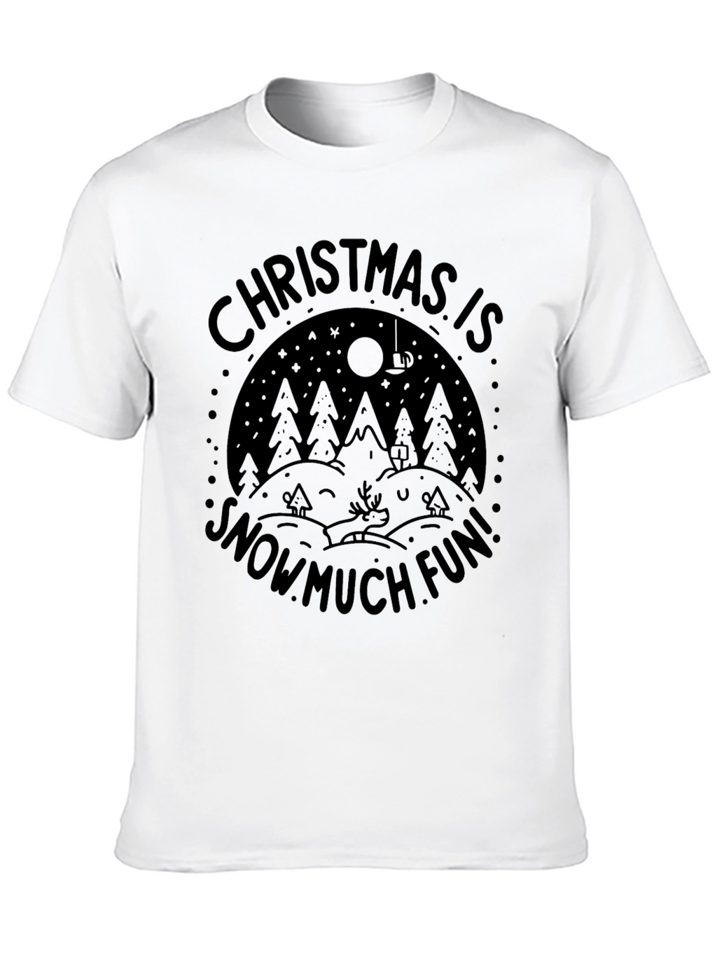Christmas Snow Fun Black T-Shirt