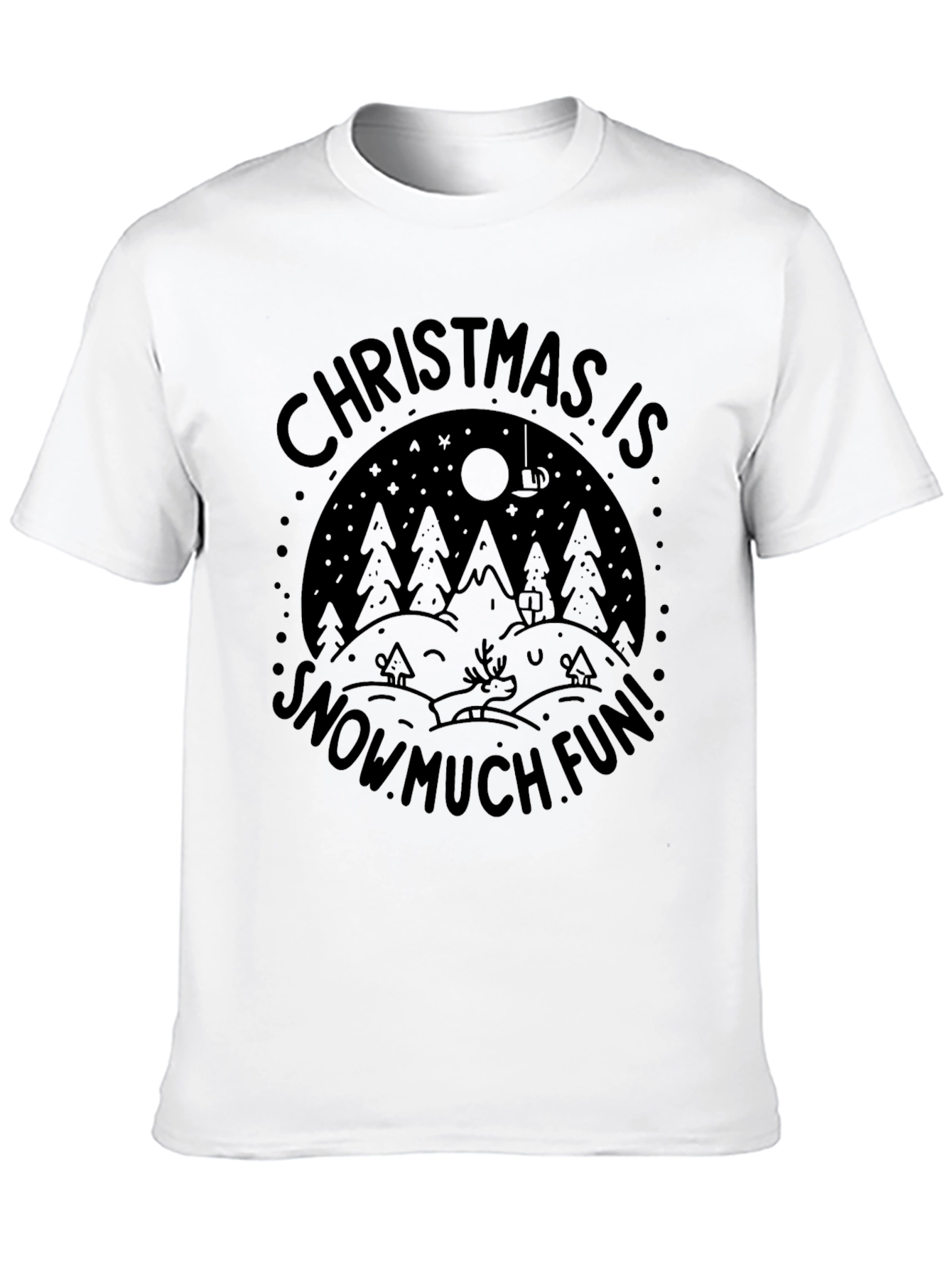 Christmas Snow Fun Black T-Shirt