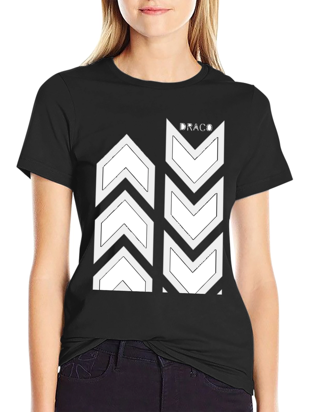 Draco Graphic Tee - Arrow Design Black Cotton T-Shirt