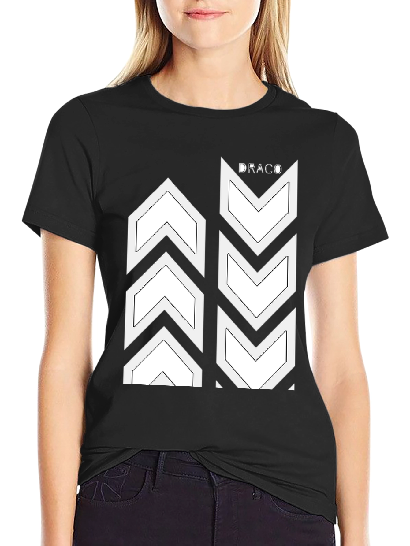 Draco Graphic Tee - Arrow Design Black Cotton T-Shirt