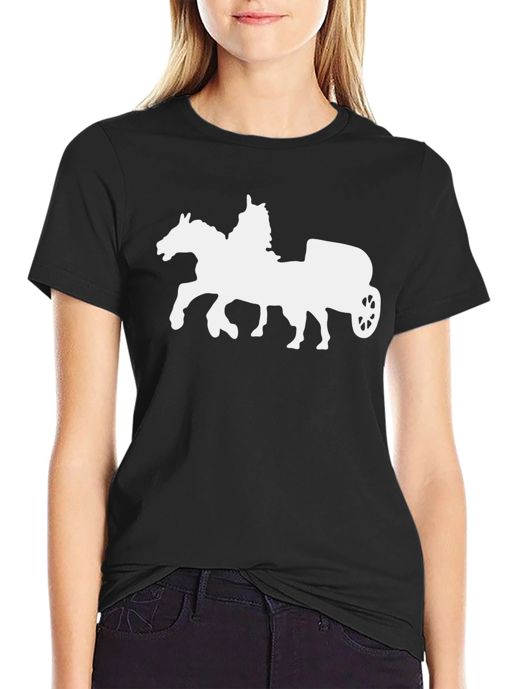 Horse Chariot Graphic Tee - Classic Black T-Shirt