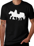 Horse Chariot Graphic Tee - Classic Black T-Shirt