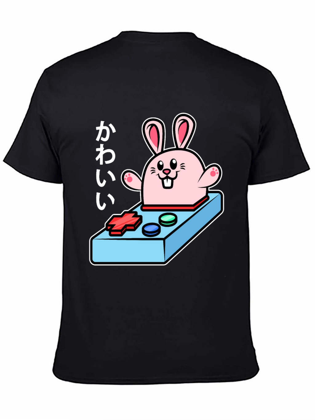 Kawaii Bunny Gaming Controller Black T-Shirt