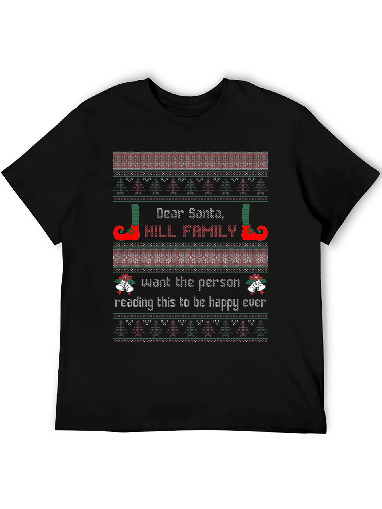 Dear Santa Christmas Family Matching Black T-Shirt