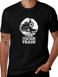 Steam Engine Train Graphic Tee - Black