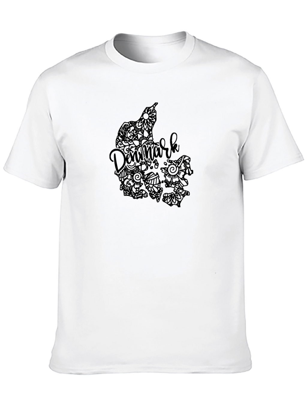 Denmark Map Art Black T-Shirt