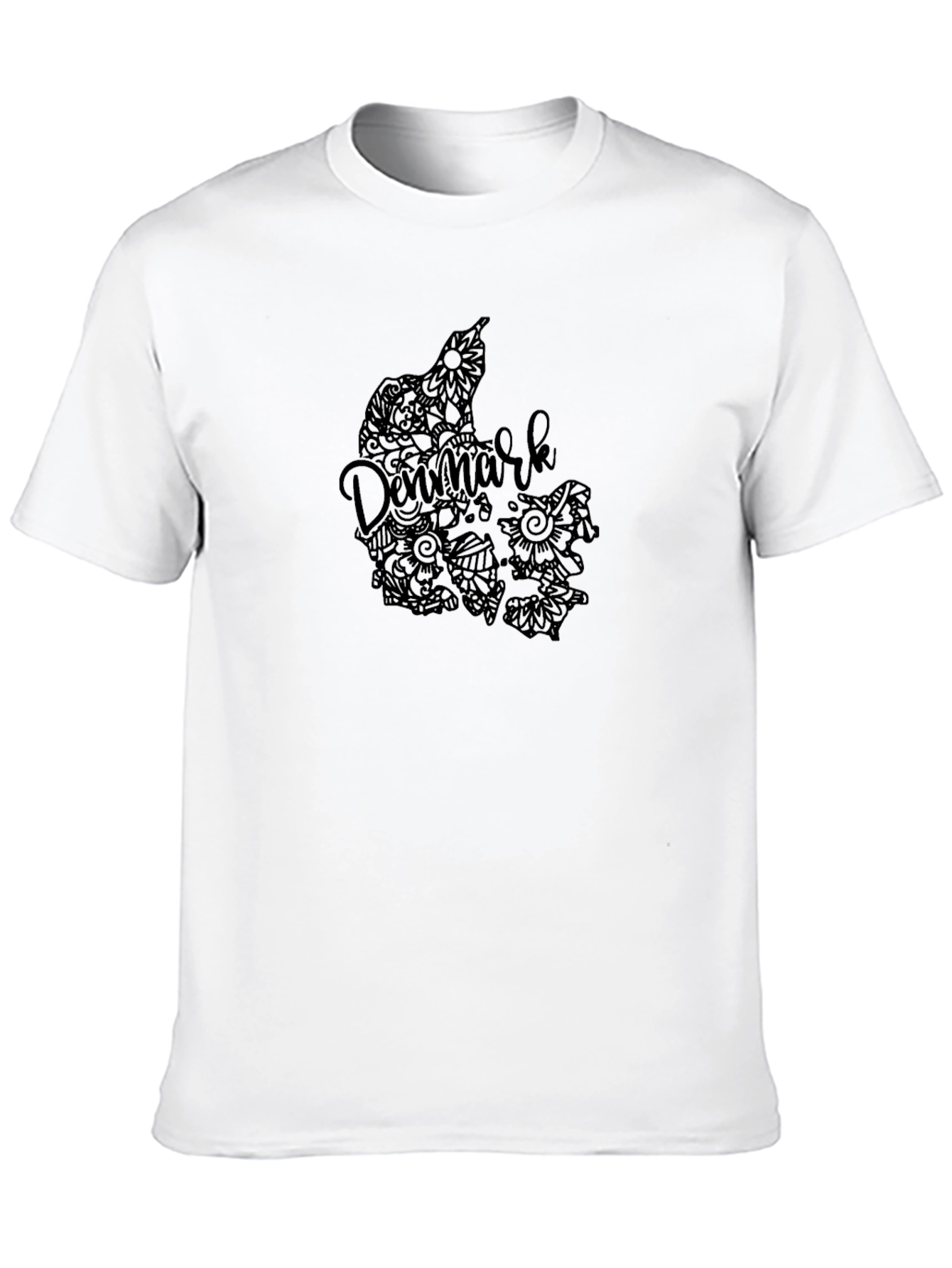 Denmark Map Art Black T-Shirt
