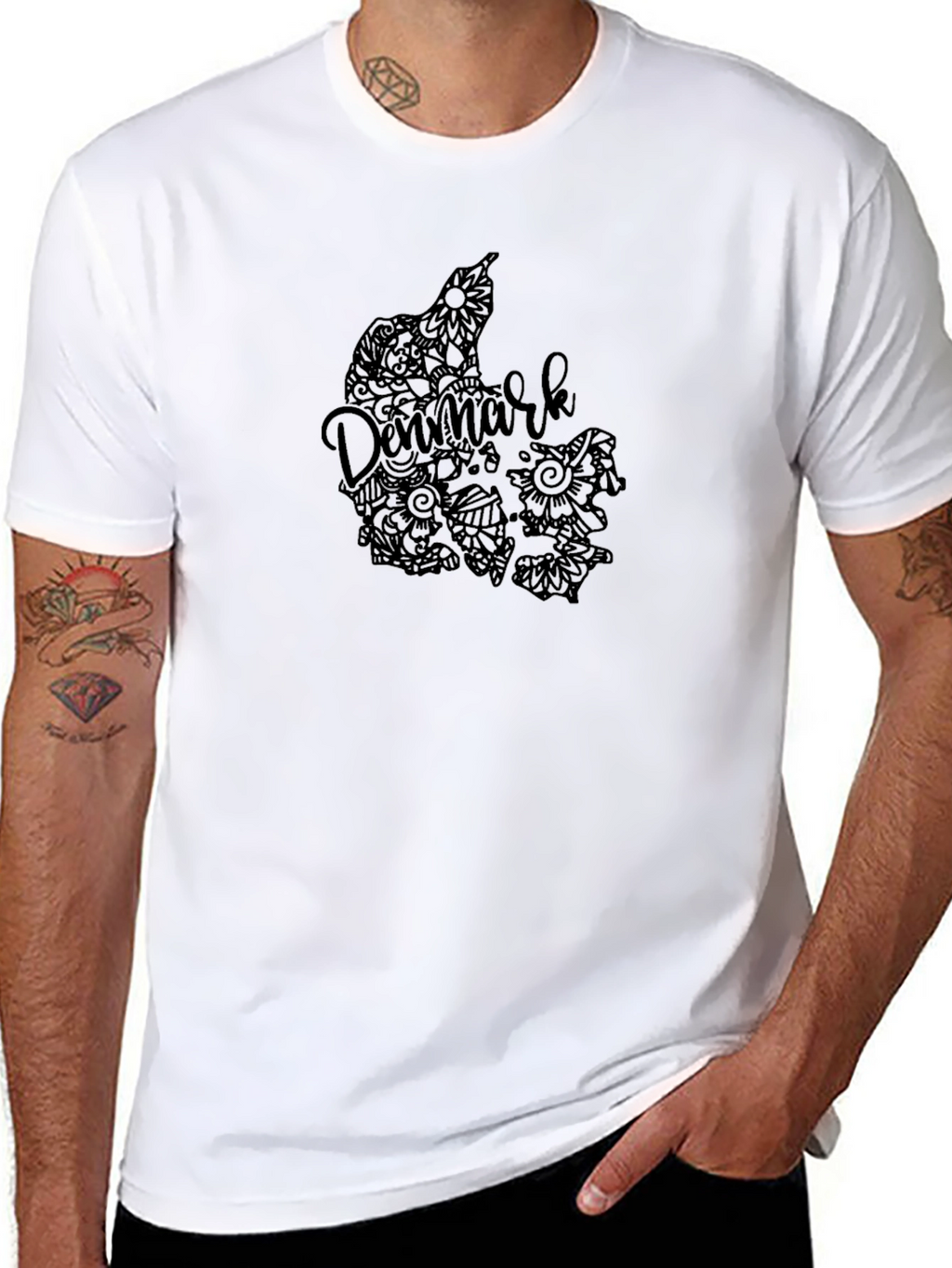 Denmark Map Art Black T-Shirt