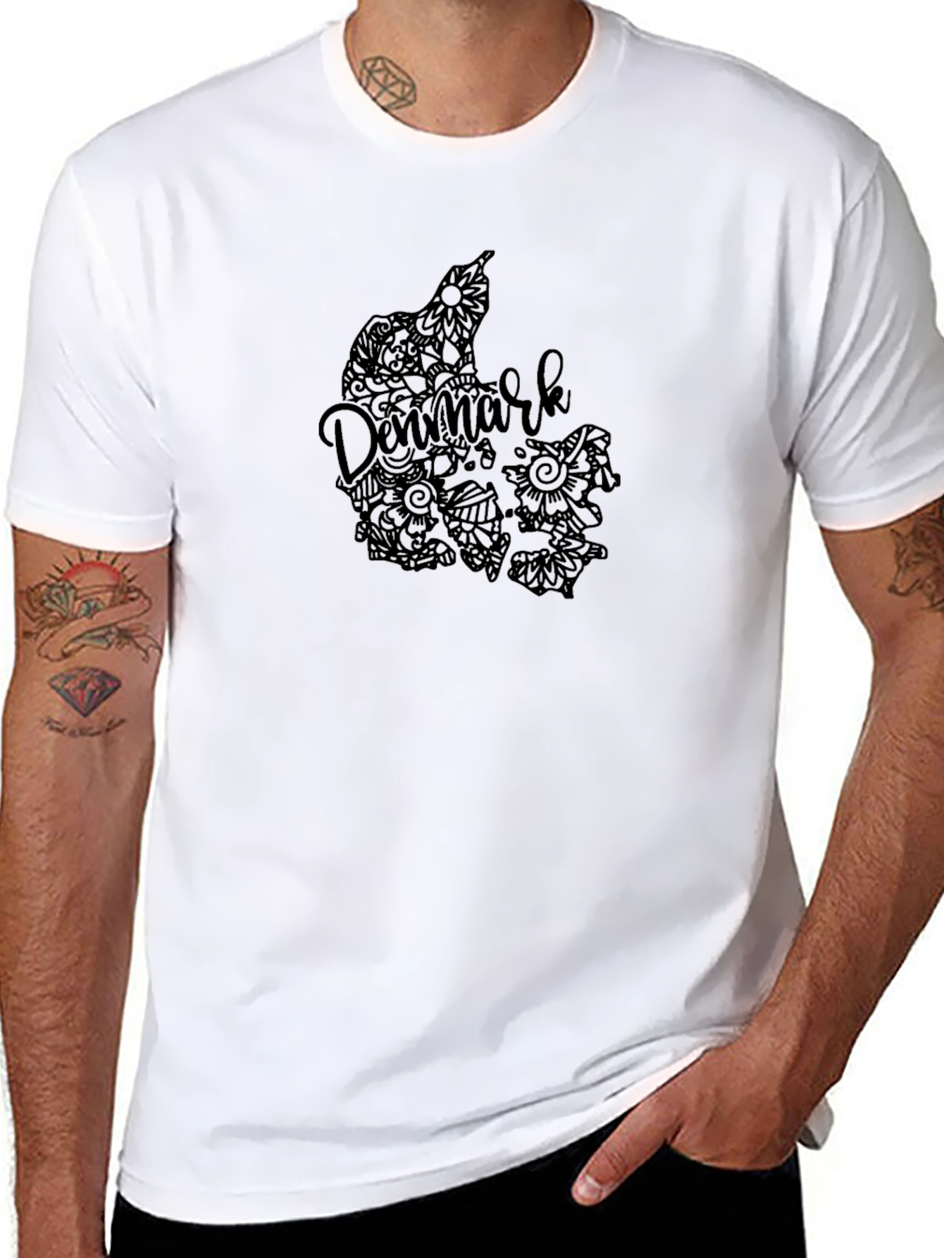 Denmark Map Art Black T-Shirt