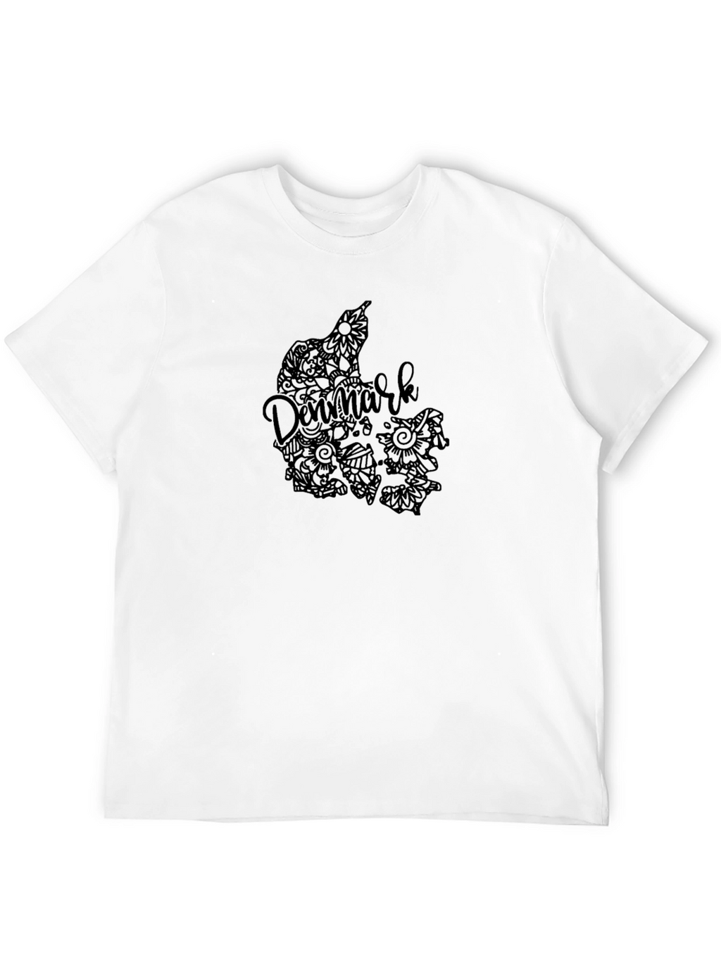 Denmark Map Art Black T-Shirt