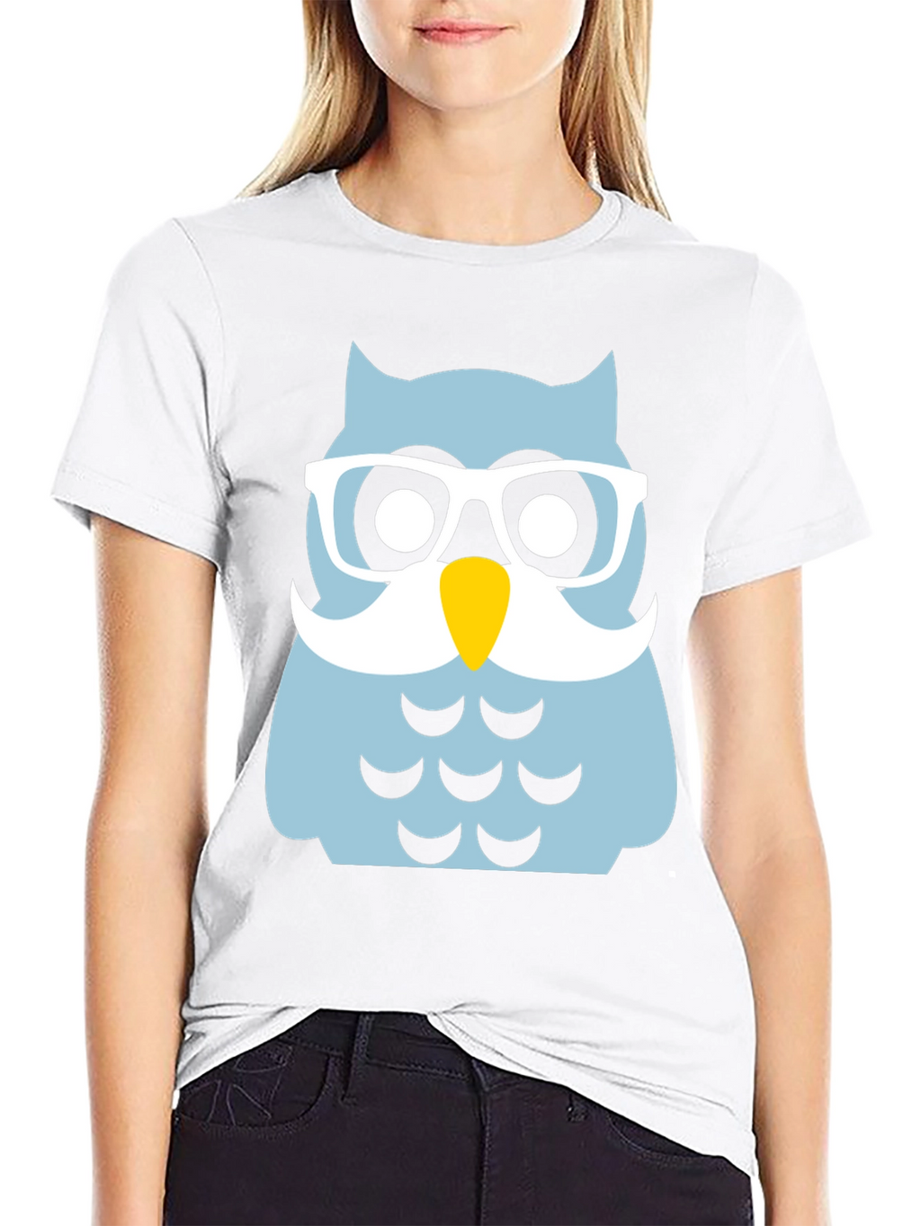 Funny Owl with Glasses Black T-Shirt