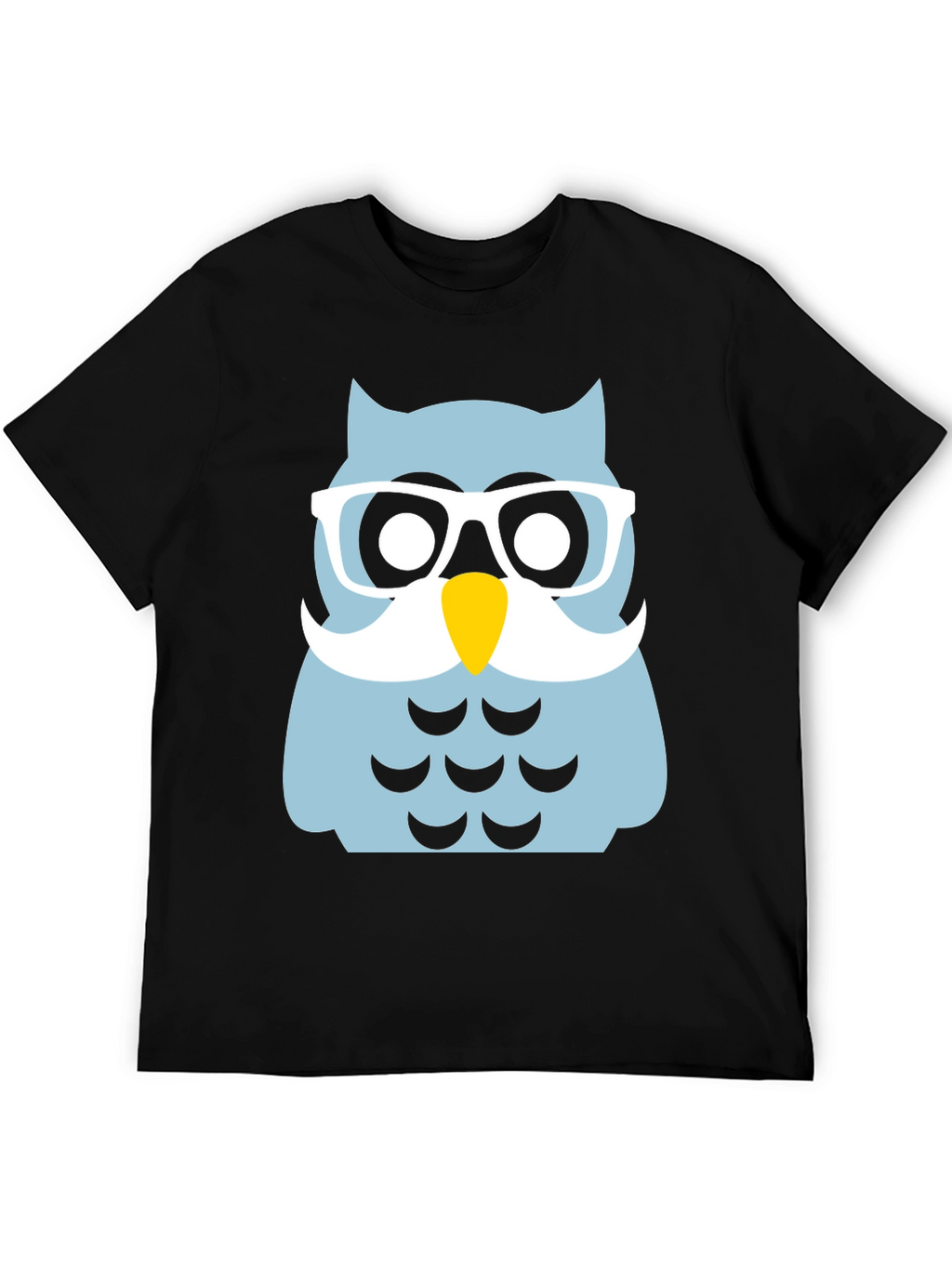 Funny Owl with Glasses Black T-Shirt