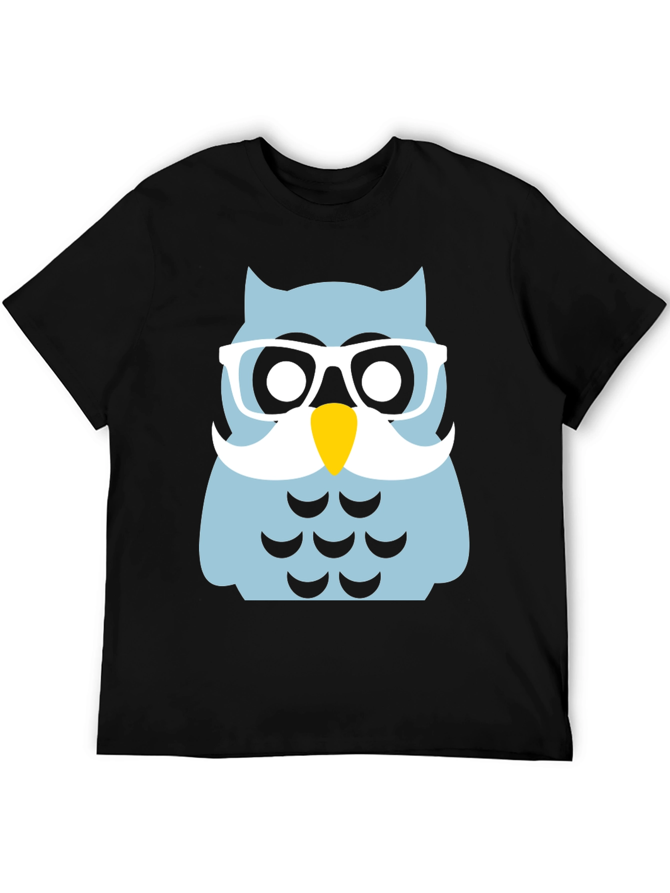 Funny Owl with Glasses Black T-Shirt