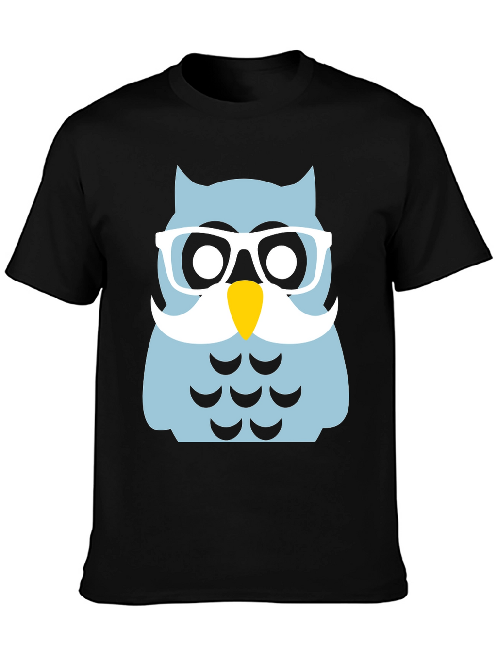 Funny Owl with Glasses Black T-Shirt