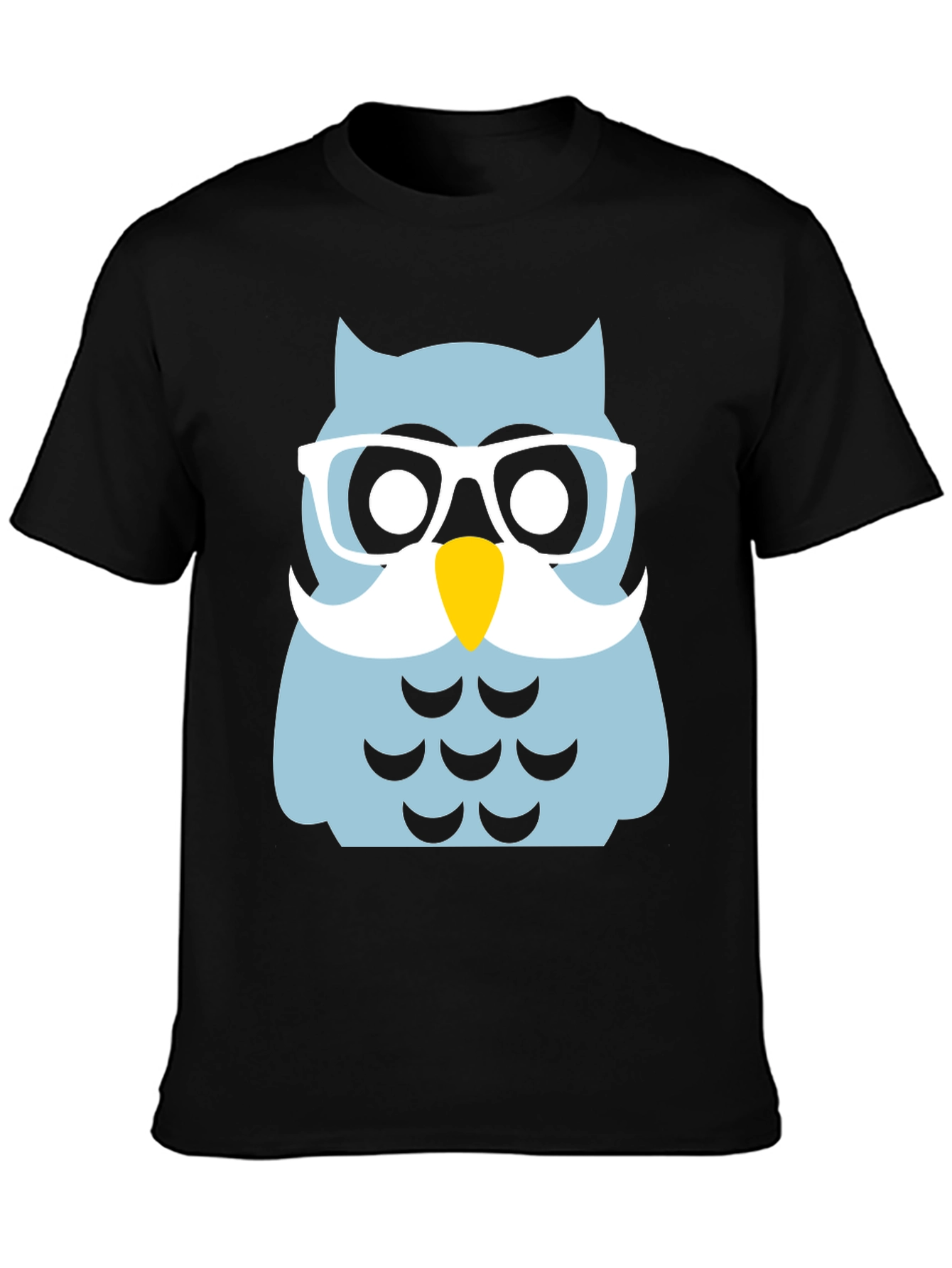Funny Owl with Glasses Black T-Shirt