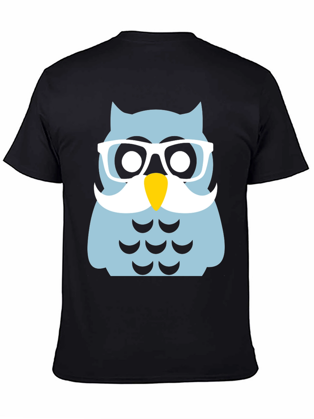 Funny Owl with Glasses Black T-Shirt