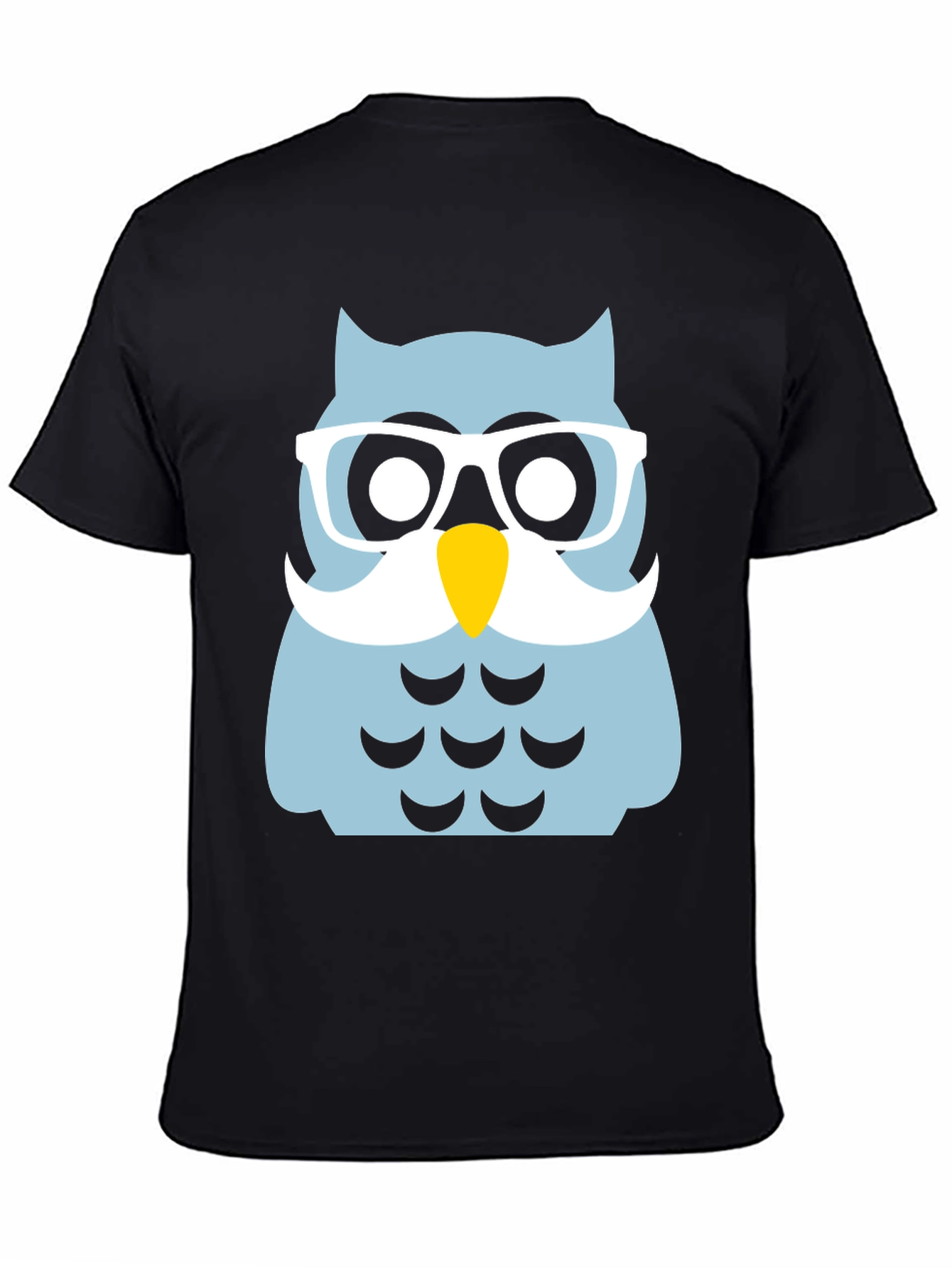 Funny Owl with Glasses Black T-Shirt