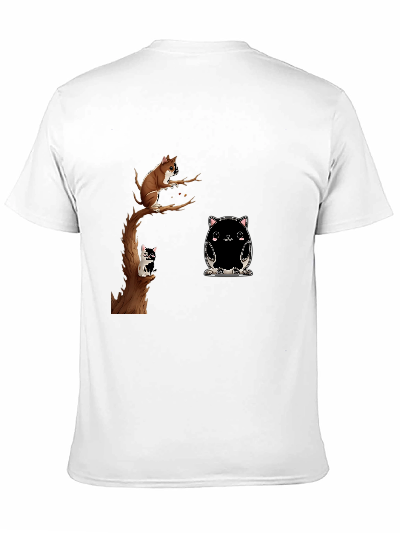 Whimsical Animal Print Black T-Shirt