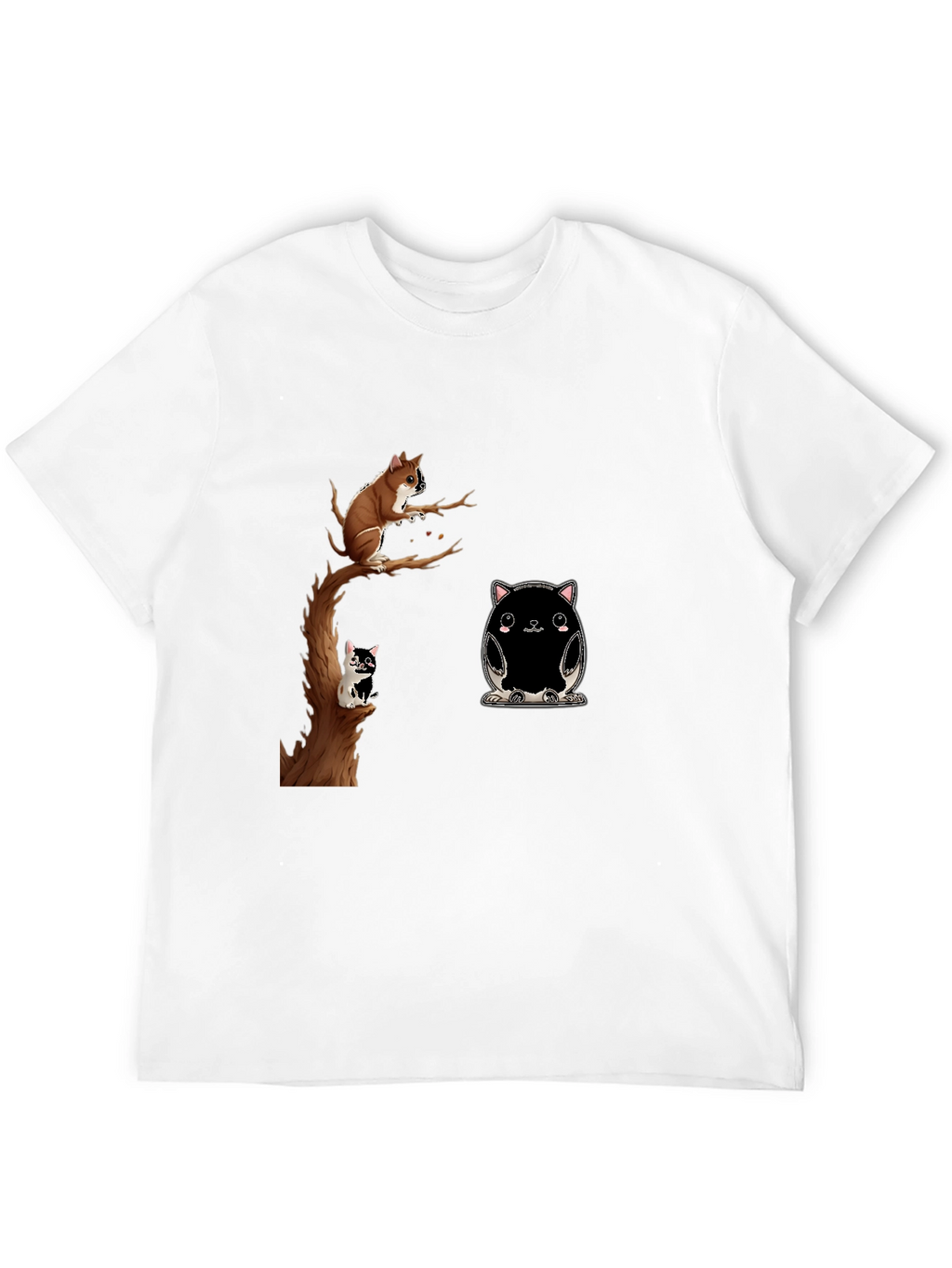 Whimsical Animal Print Black T-Shirt