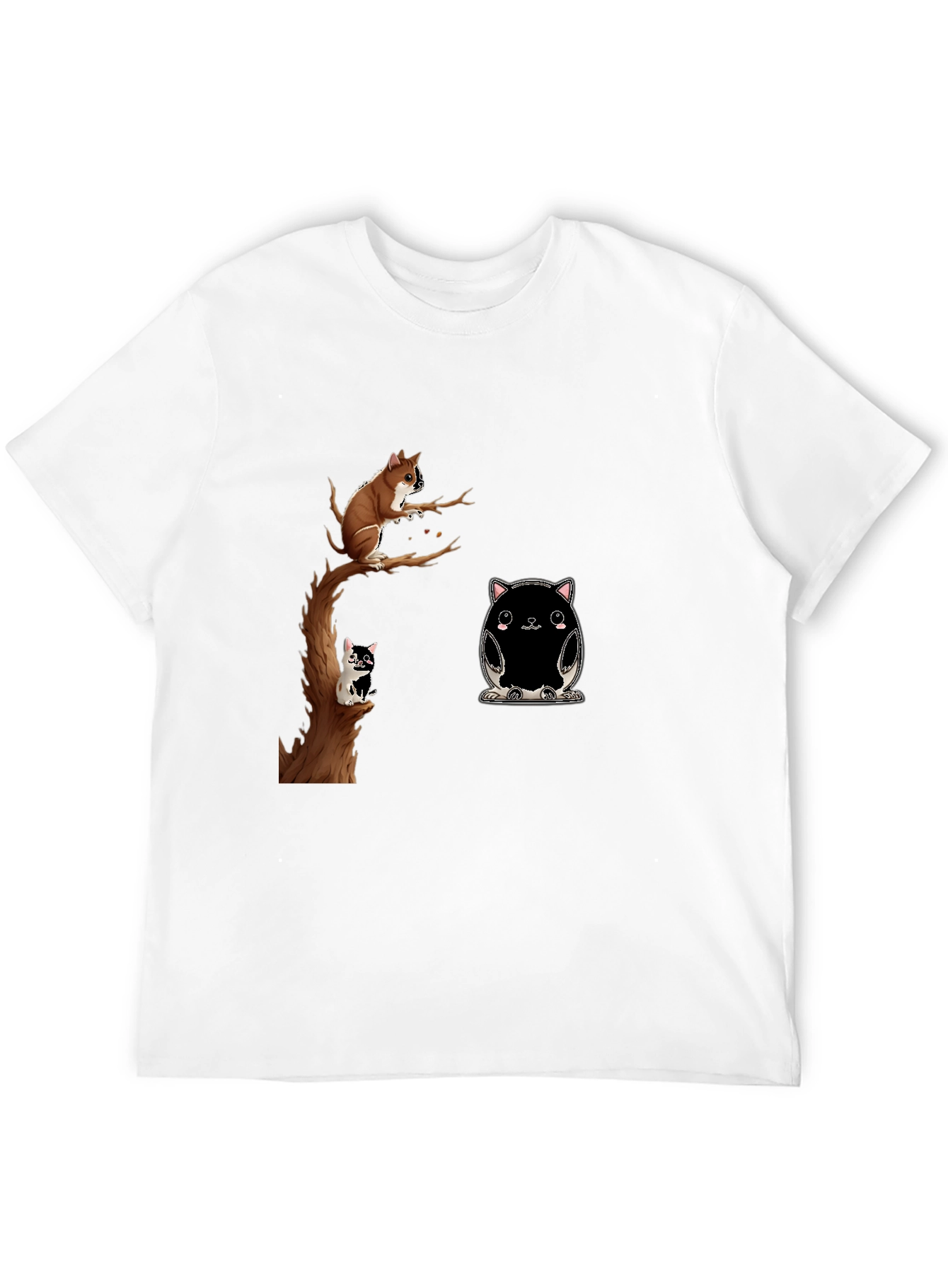 Whimsical Animal Print Black T-Shirt