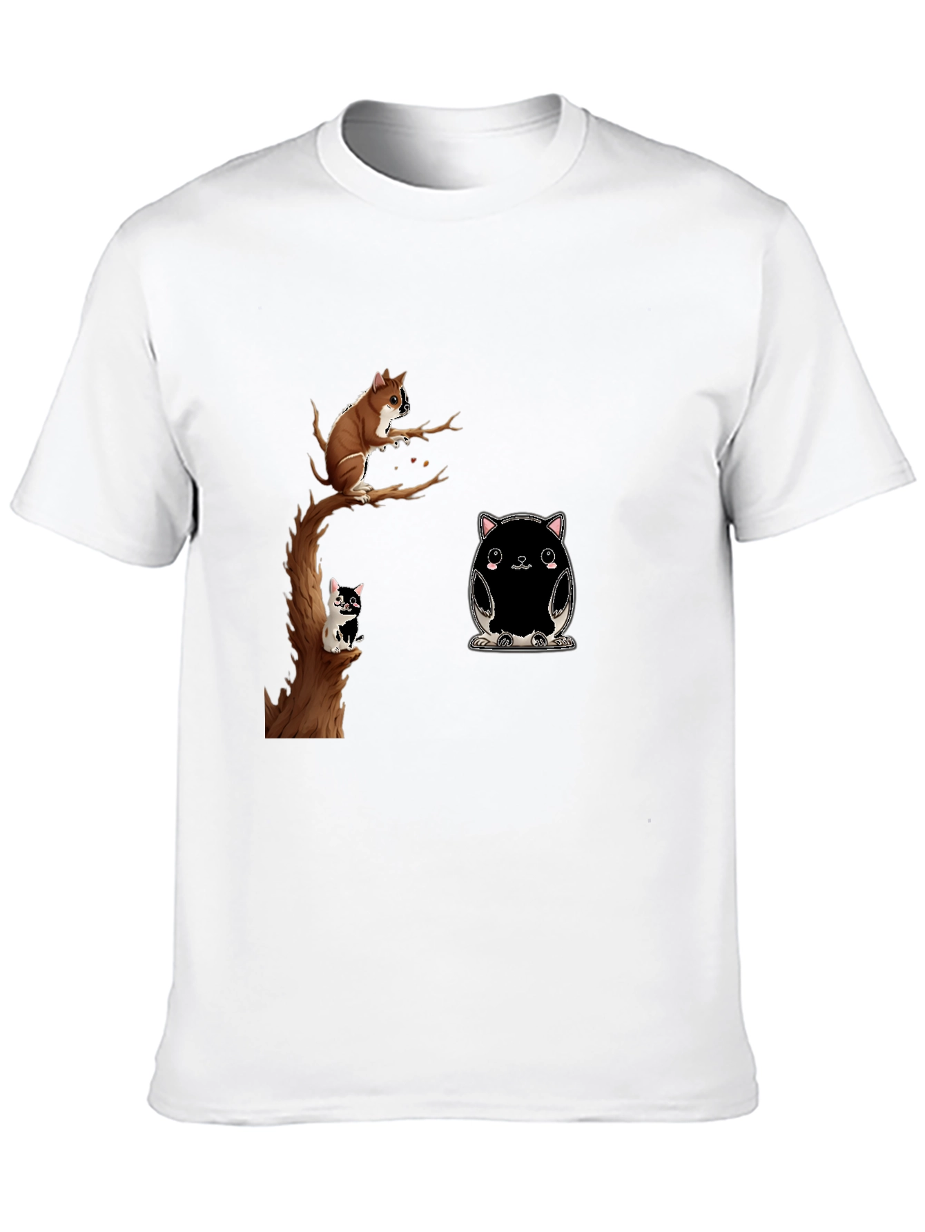 Whimsical Animal Print Black T-Shirt