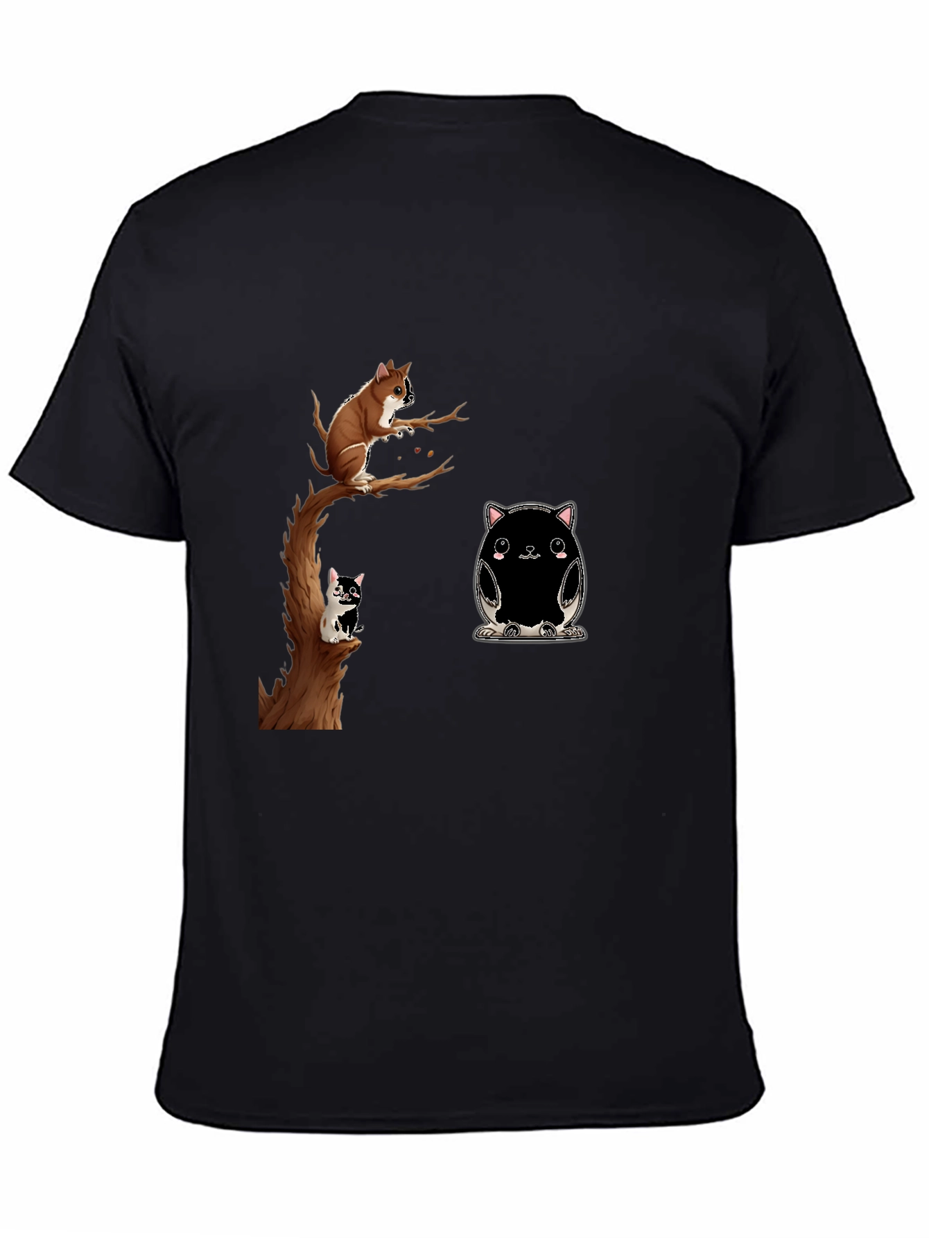 Whimsical Animal Print Black T-Shirt