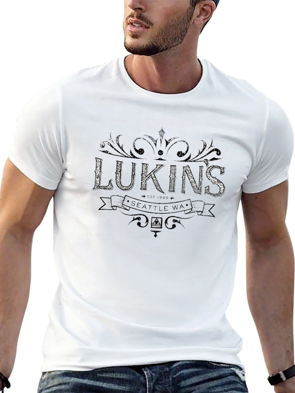 Lukins Seattle WA Black Graphic Tee