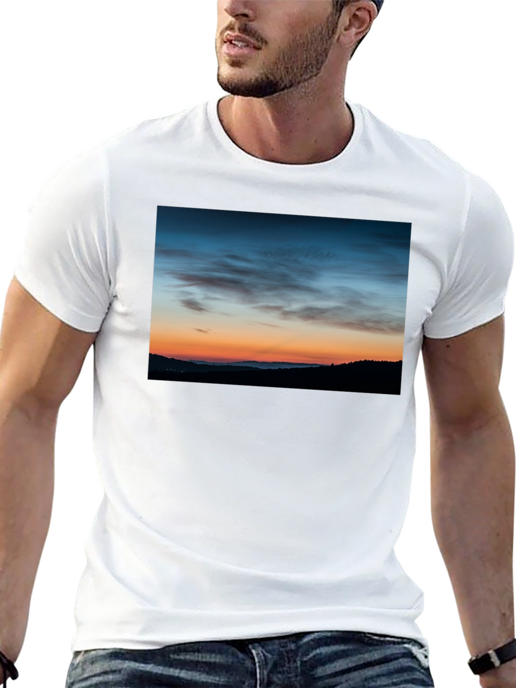 Sunset Landscape Graphic Tee - Mens Black T-Shirt