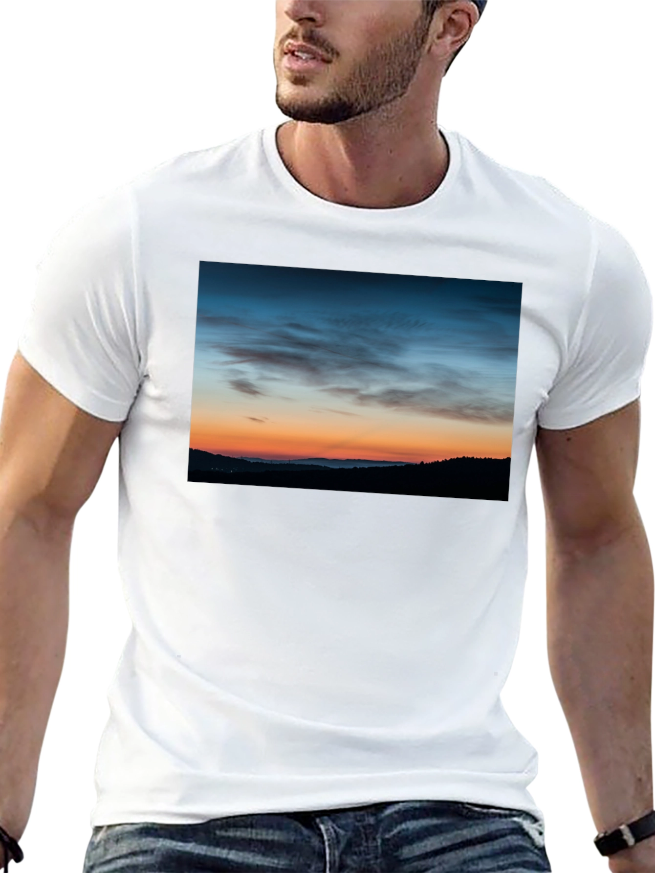 Sunset Landscape Graphic Tee - Mens Black T-Shirt