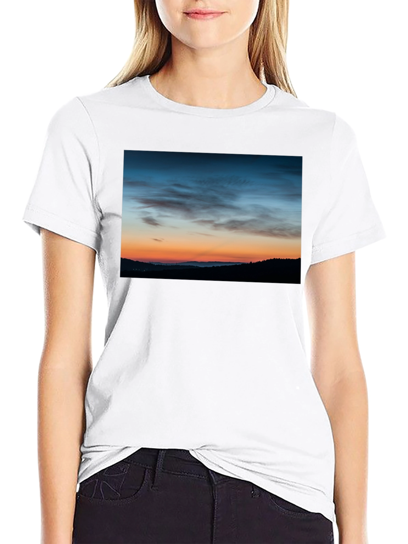 Sunset Landscape Graphic Tee - Mens Black T-Shirt