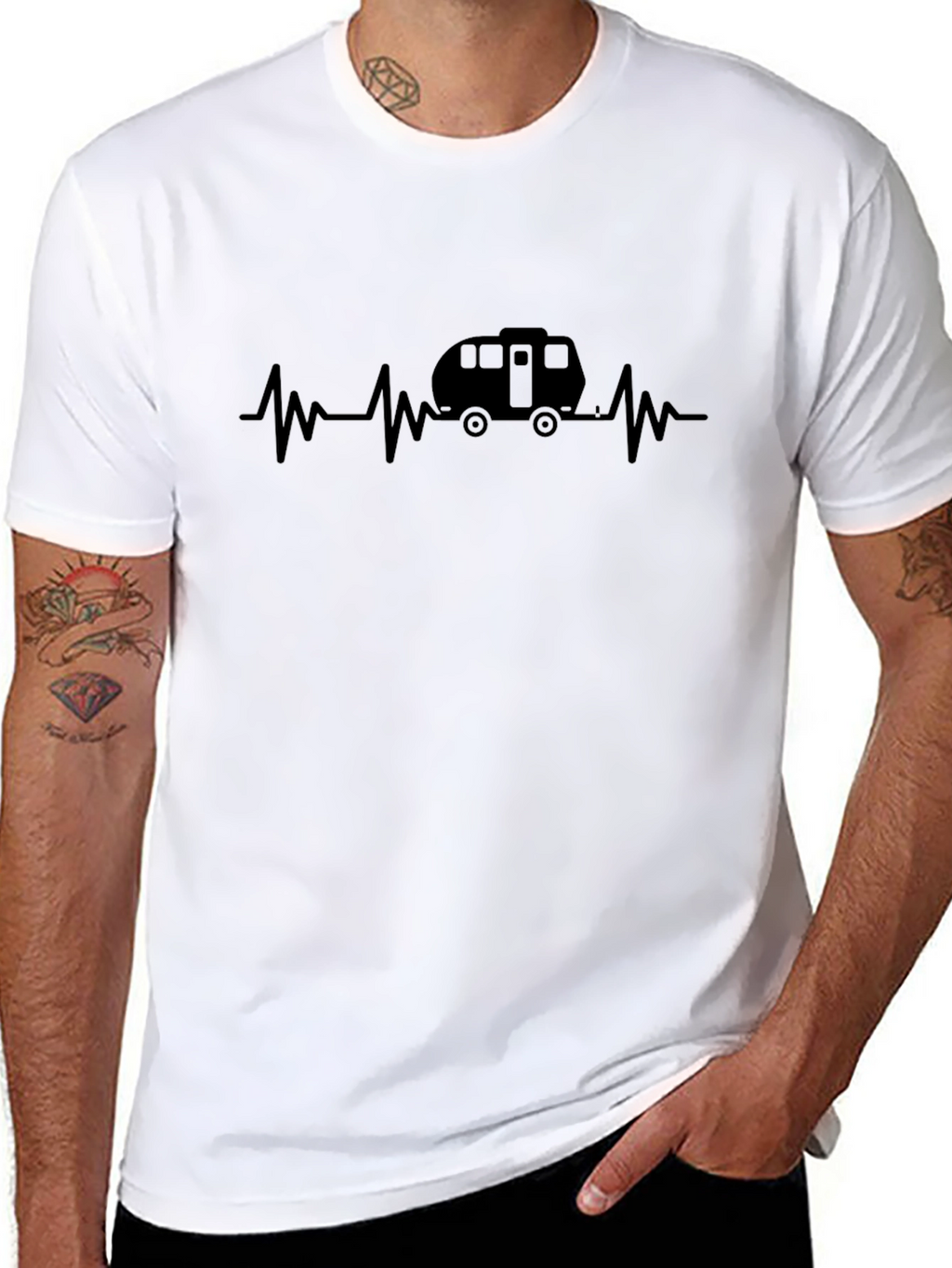Camper Heartbeat T-Shirt - Black