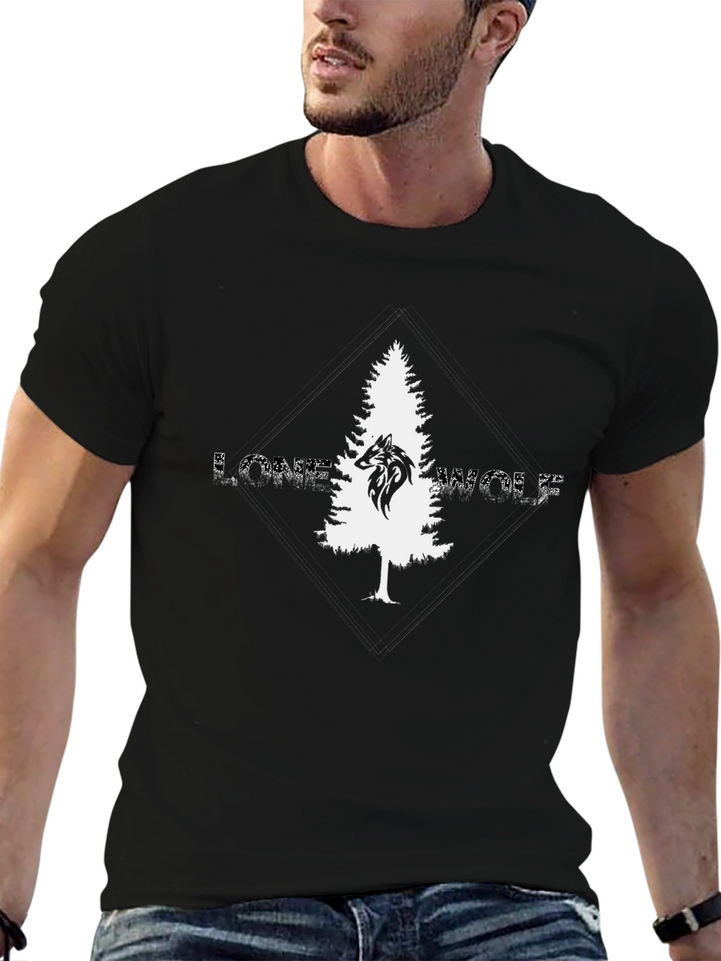 Lone Wolf Graphic Tee - Black Cotton T-Shirt