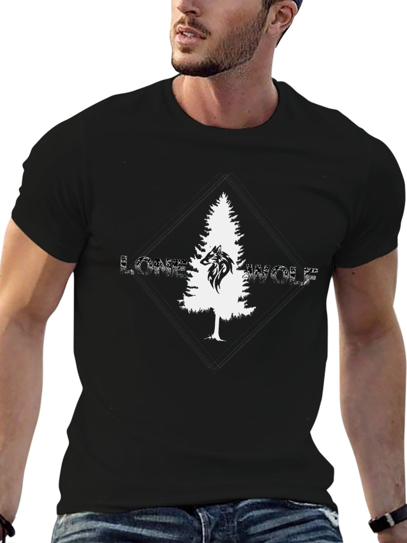 Lone Wolf Graphic Tee - Black Cotton T-Shirt