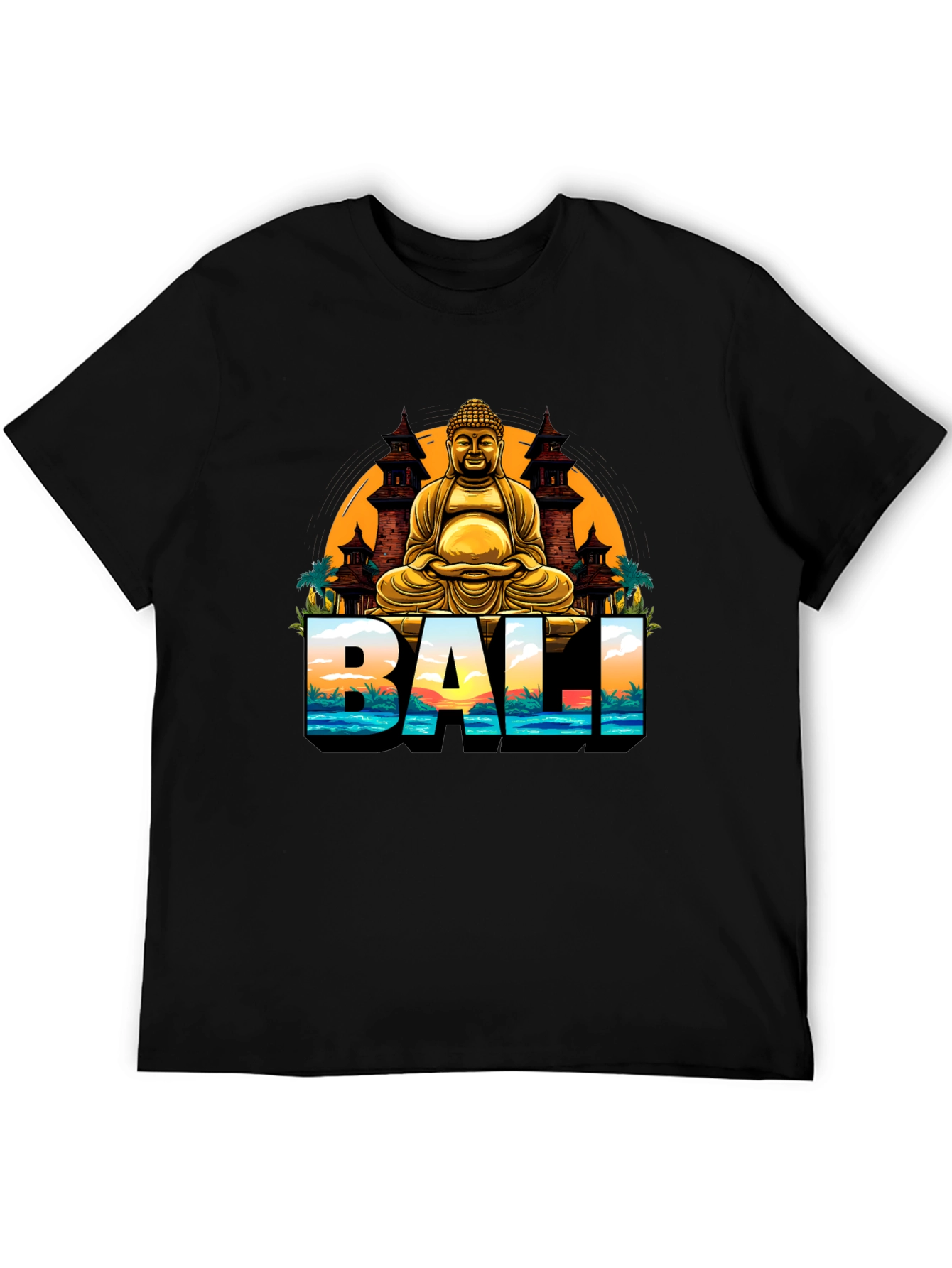 Bali Buddha Graphic Tee - Mens Black T-Shirt