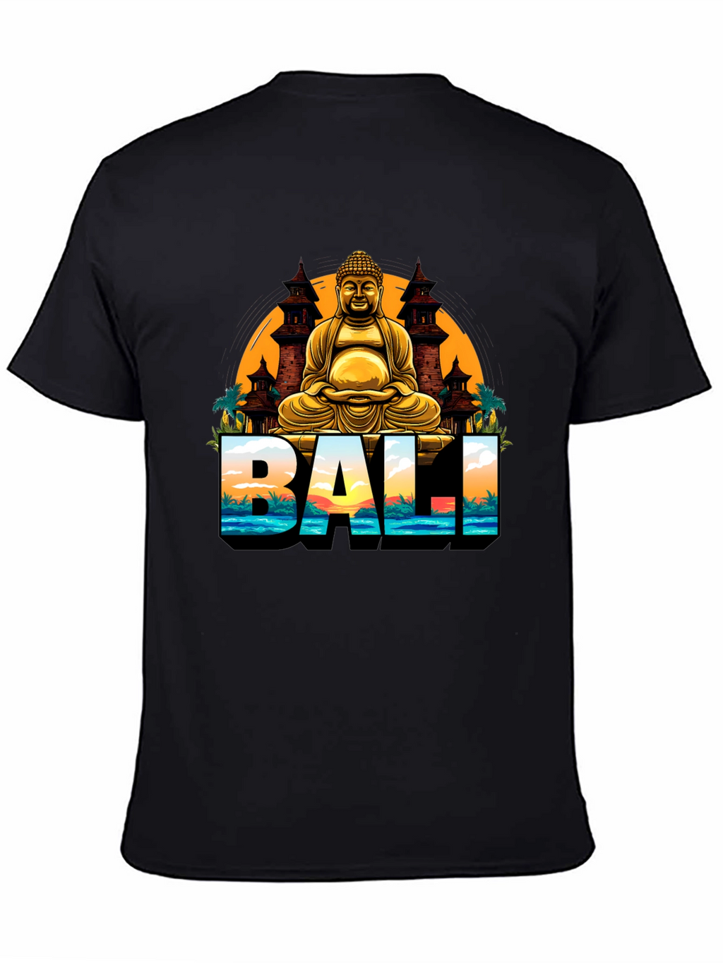 Bali Buddha Graphic Tee - Mens Black T-Shirt