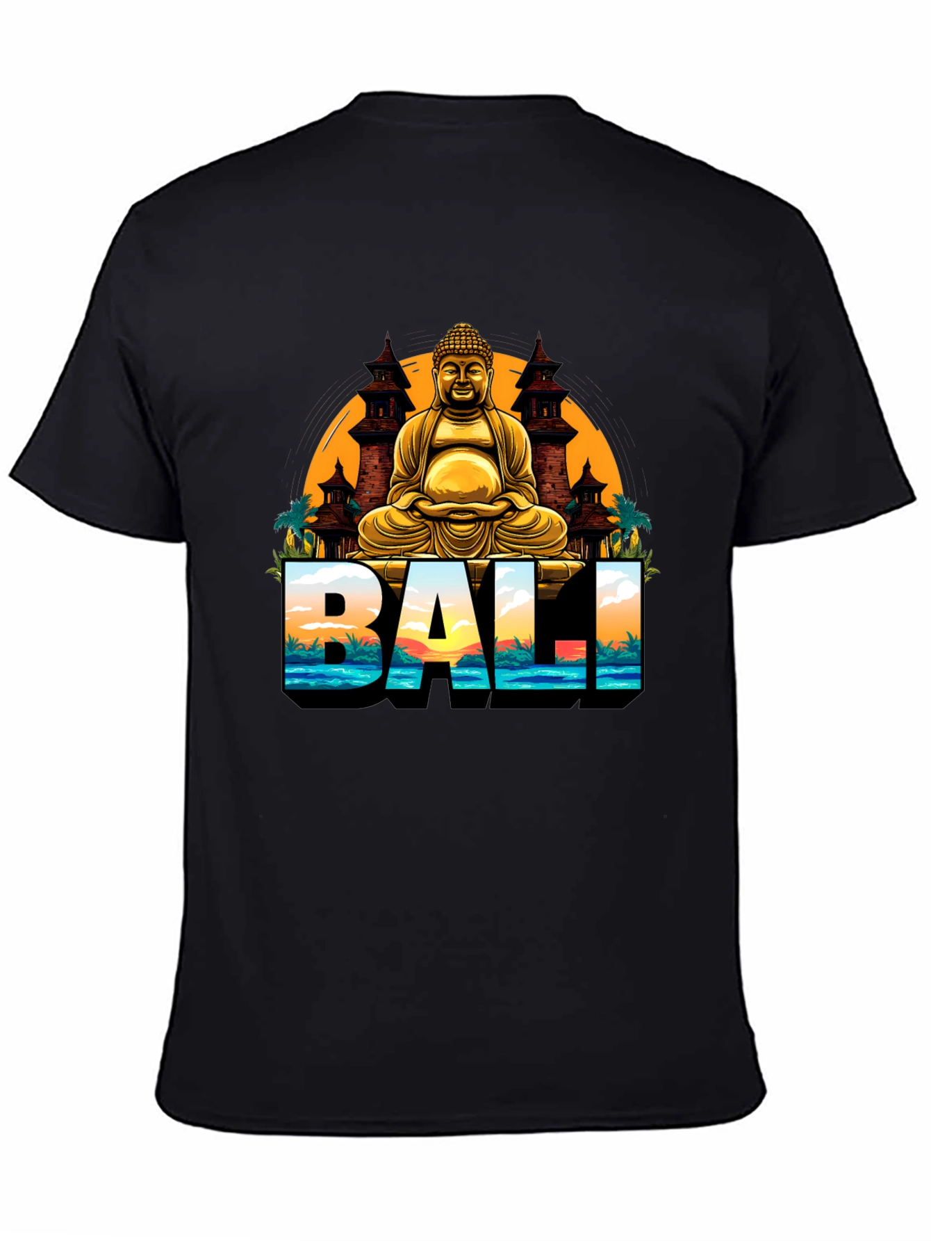 Bali Buddha Graphic Tee - Mens Black T-Shirt
