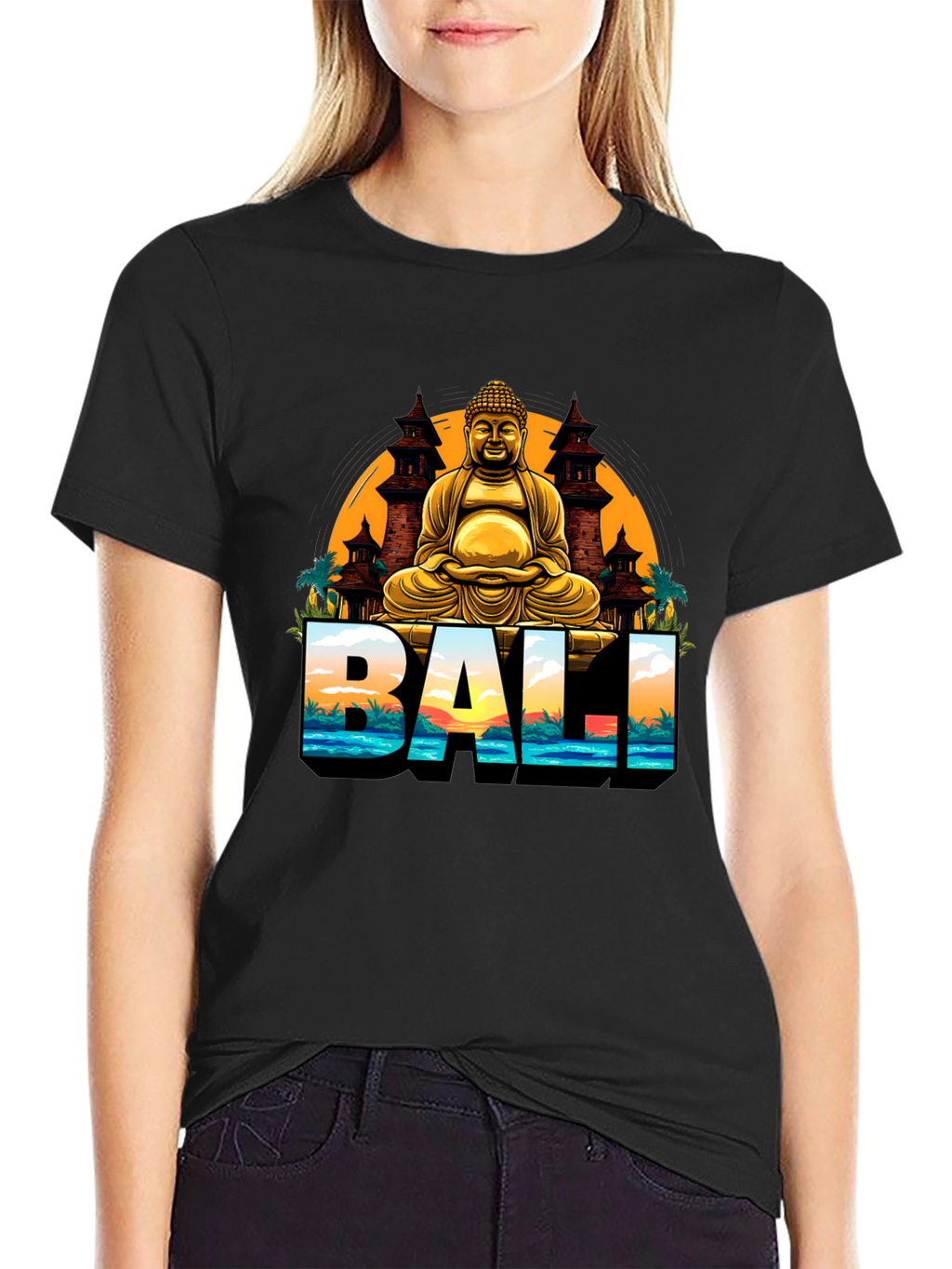 Bali Buddha Graphic Tee - Mens Black T-Shirt