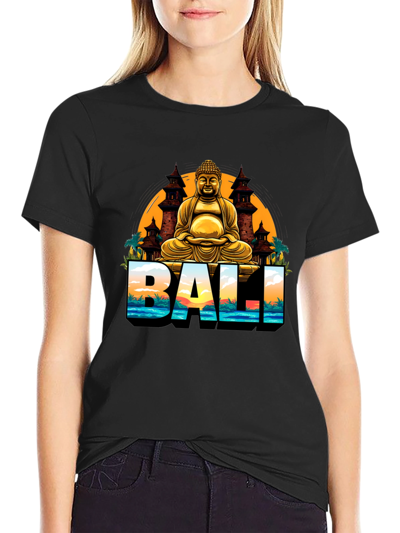 Bali Buddha Graphic Tee - Mens Black T-Shirt