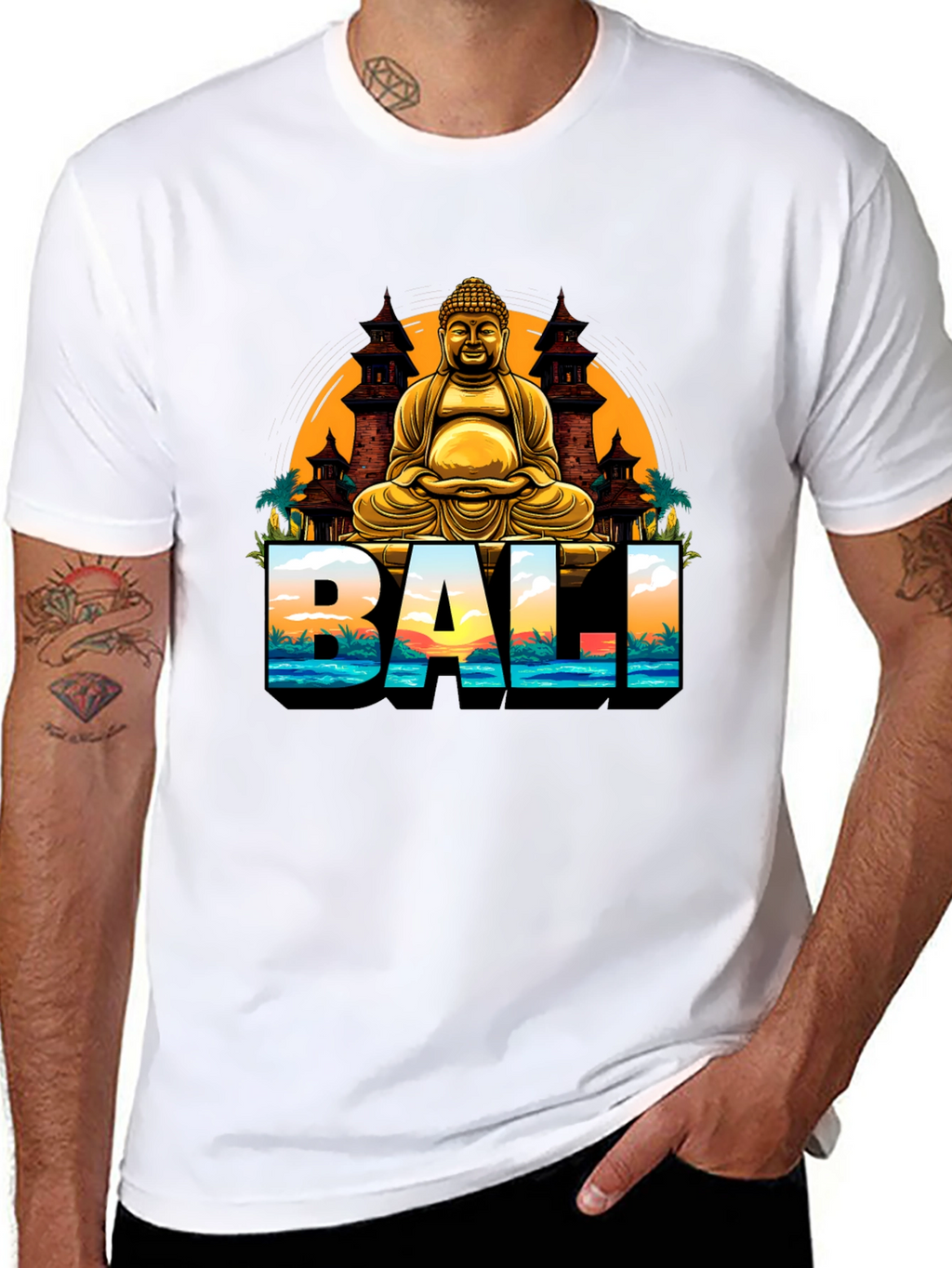 Bali Buddha Graphic Tee - Mens Black T-Shirt