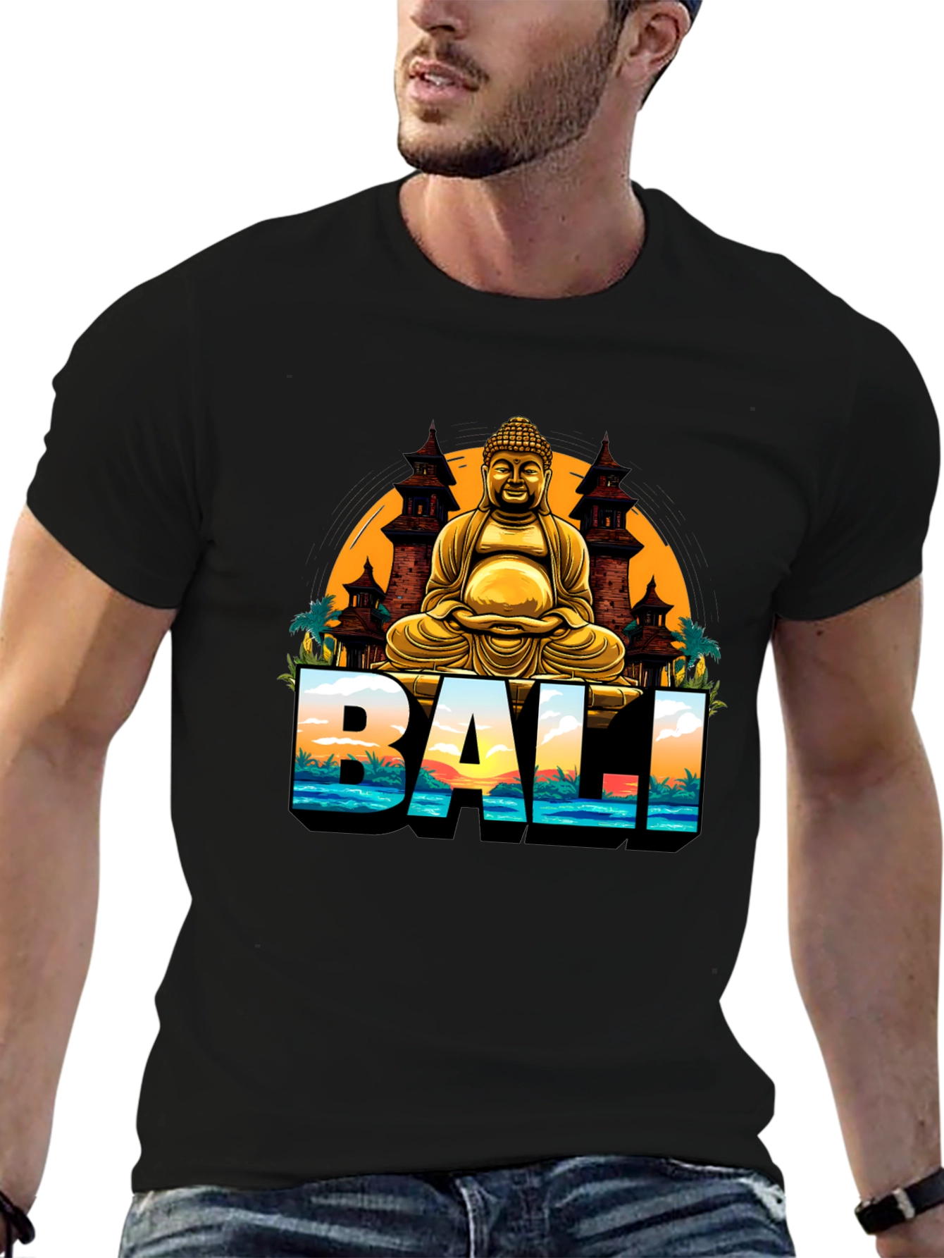 Bali Buddha Graphic Tee - Mens Black T-Shirt